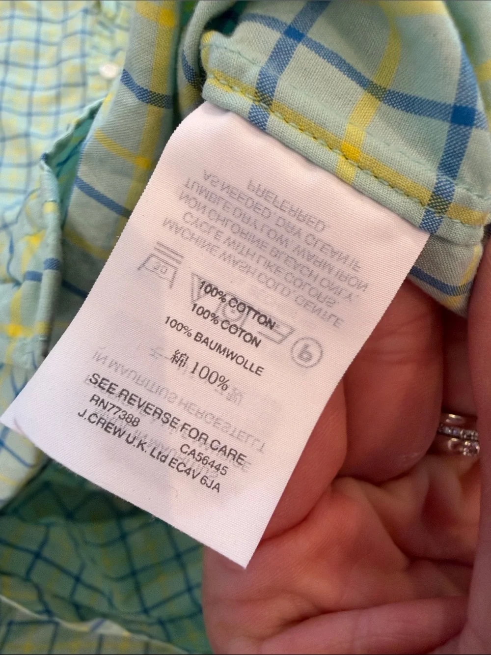 J. Crew Ludlow Green Shirt with Blue Windowpane Check Size Small - C15-044